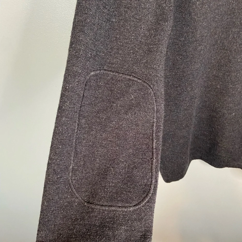 Banana Republic Extra Fine Italian Merino Wool Collared Sweater Elbow Patches